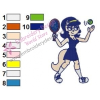 Kitty Playing Tennis Embroidery Design